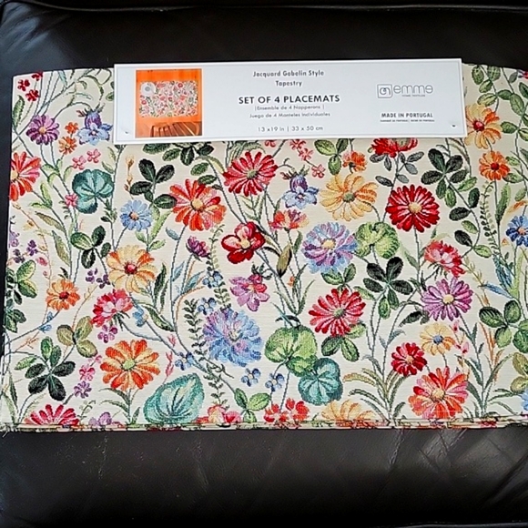 Emme Jacquard Gobelin Style Tapestry Set of 4 Placemats Made in Portugal NWT